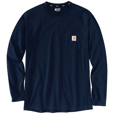 Carhartt Men's TK4617 M Force RlxdFit MW LS Pkt T L REG Long Sleeve Relaxed Navy TK4617-M / 104617-I26LREG
